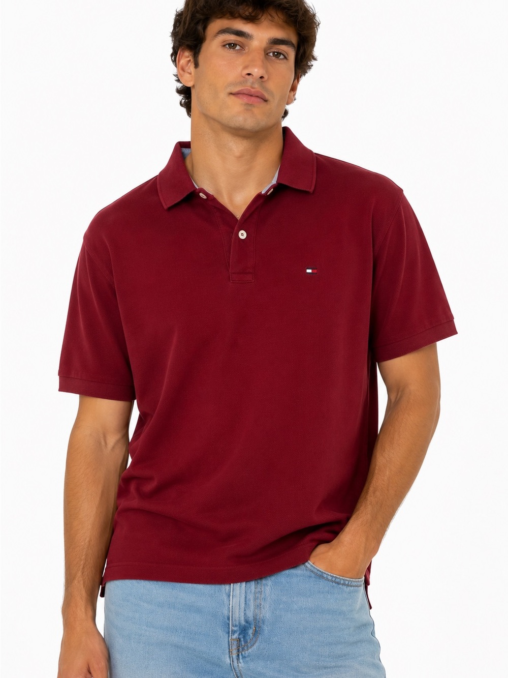 Tommy Hilfiger Men's Burgundy Polo Shirt